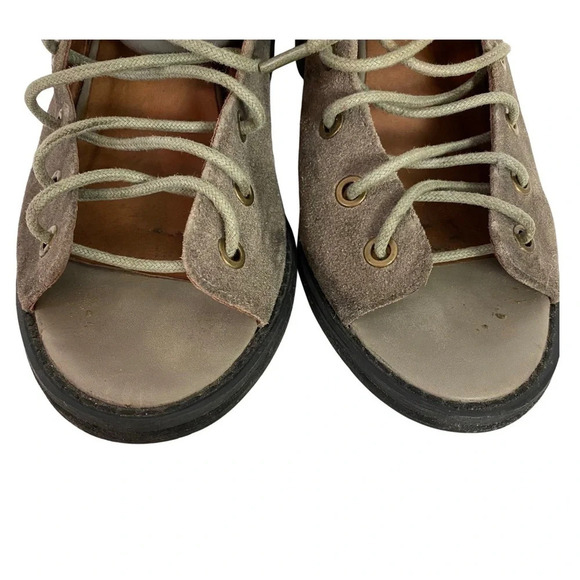 Jeffrey Campbell For Free People Cors Lace Up Suede Booties Heels Shoes Size 8 - Picture 5 of 16